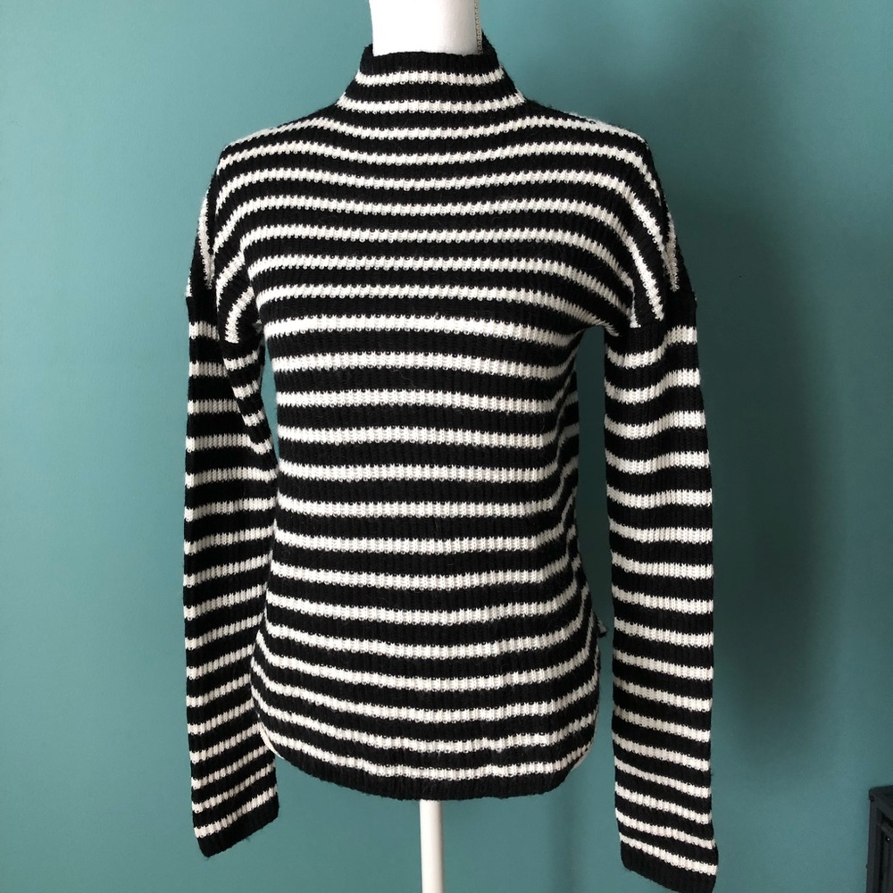 NWT Striped Mock Neck Shirttail Hem Sweater
